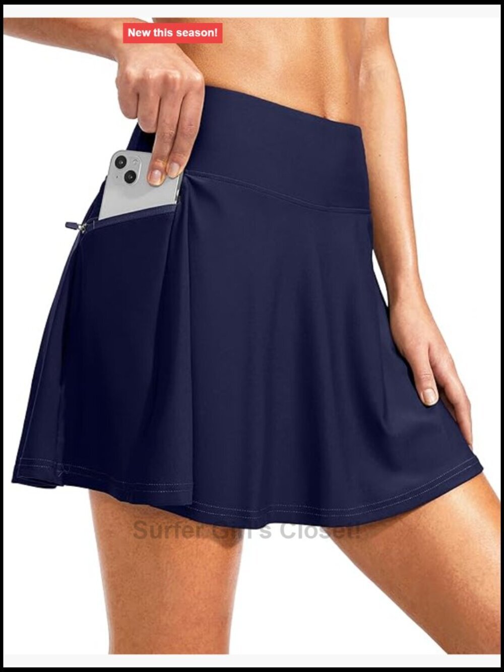 High Waisted Swim Skirt with Zipper Pockets Tummy Control Tankini Bottom